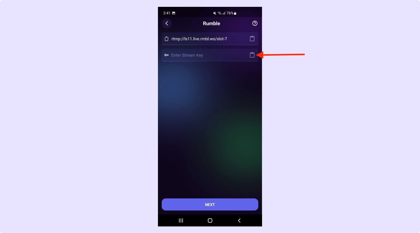 Paste Stream URL and Stream Key
