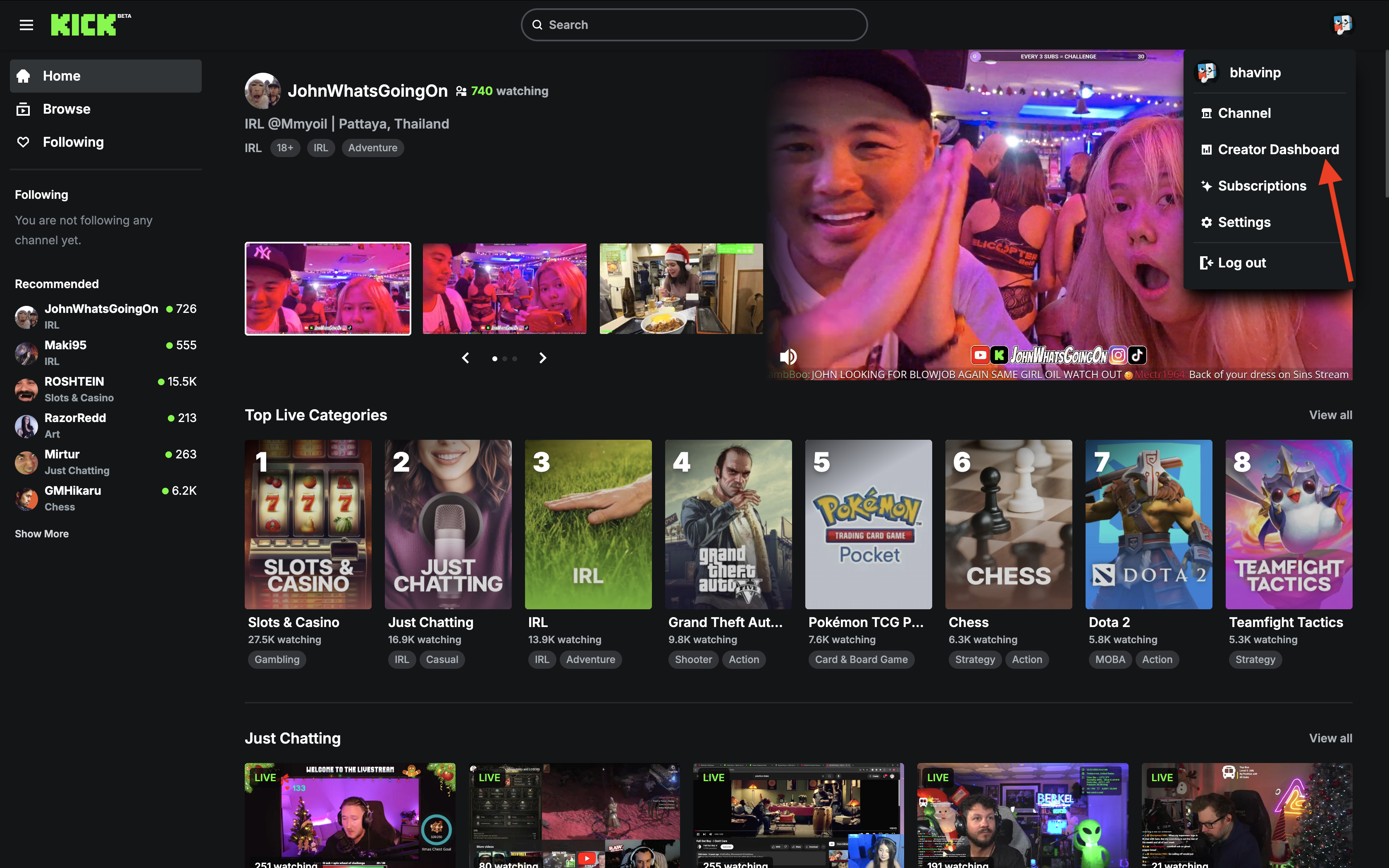 Go to Creator Dashboard