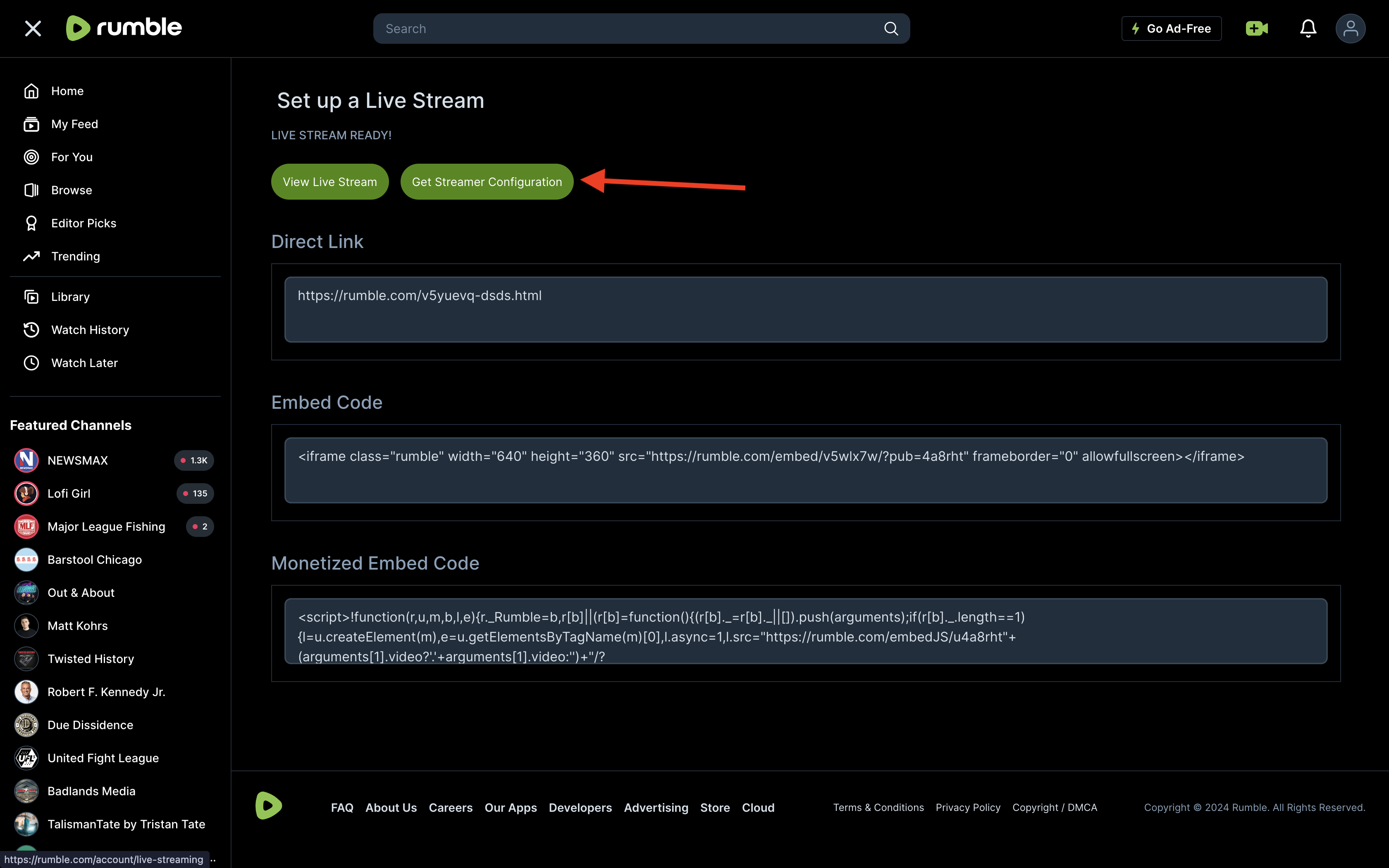 Get Streamer Configuration
